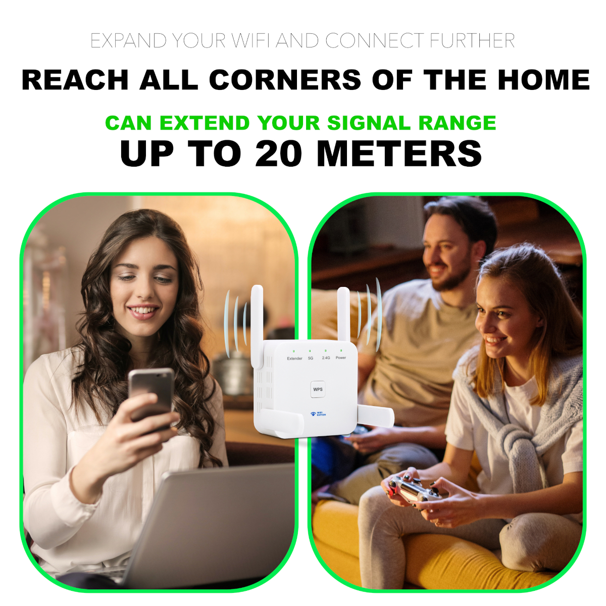 WiFi Booster Range Extender 1200Mbps 2.4GHz and 5GHz Dual Wifi Signal ...